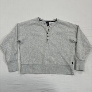 Gap Henley French Terry Pullover Sweatshirt Women's Small Gray